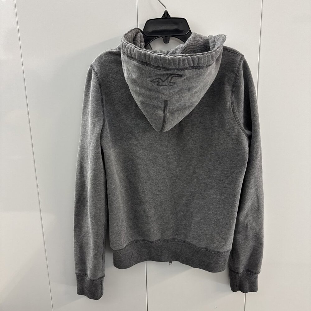 Hollister Sweater Y2K Large Gray Full Zip Hoodie Casual Comfort Youth Teens - Picture 6 of 11